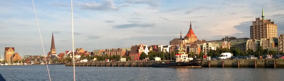 Panorama picture Rostock city centre with port